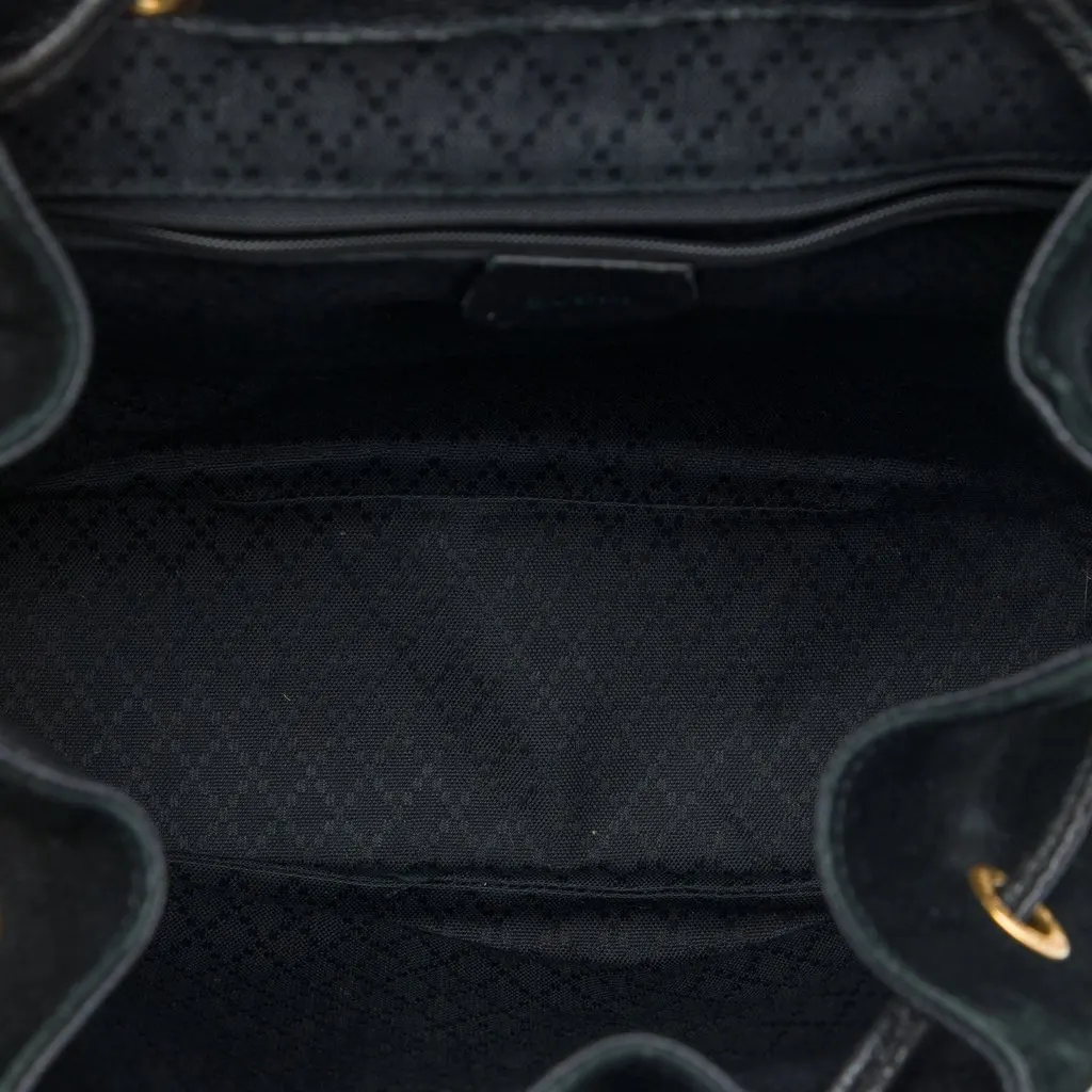Gucci Large Suede Bamboo Drawstring Backpack Black Suede Good - Model View