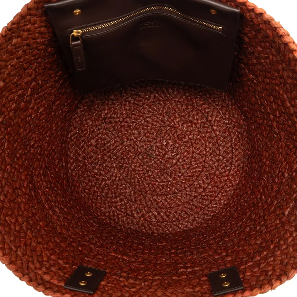 Saint Laurent Medium Raffia Panier Basket Shopper Tote Brown Very good - Model View
