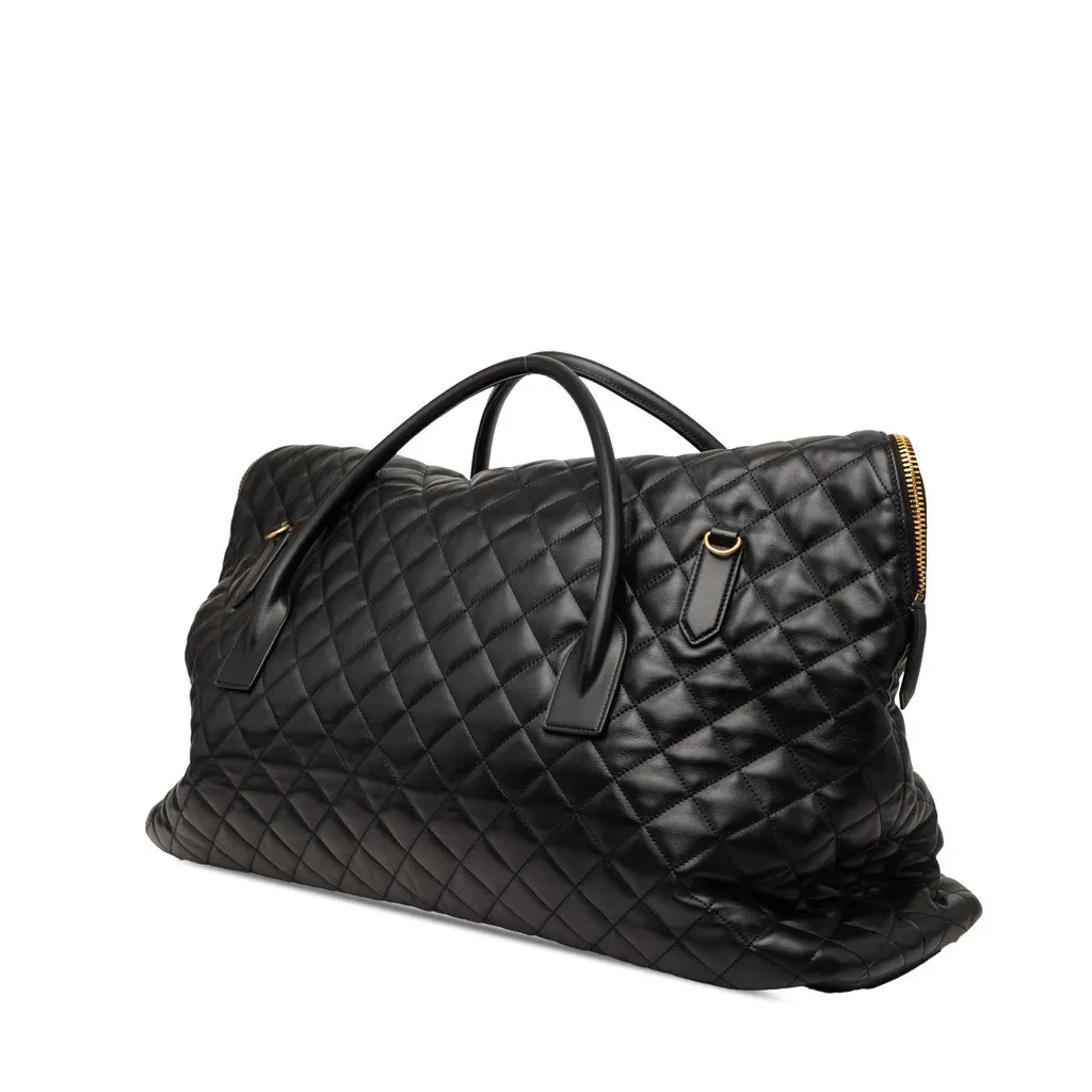 Saint Laurent Quilted Calfskin ES Giant Travel Bag Black Leather Very good - Back View