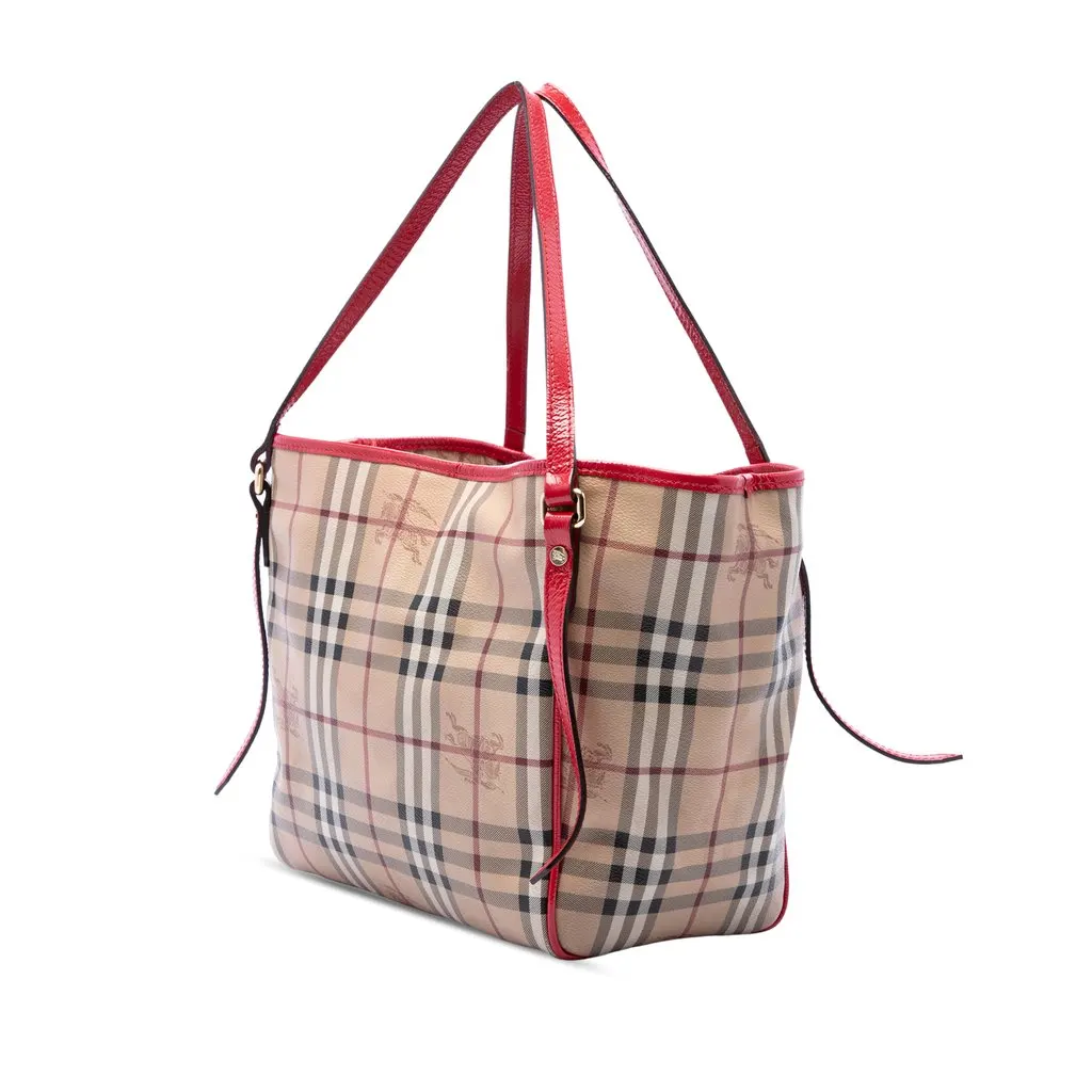 Burberry Small Haymarket Check Coated Canvas Canterbury Tote Beige Canvas Good - Back View