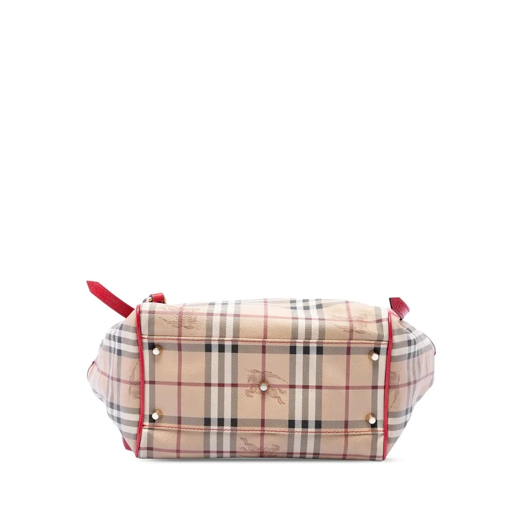 Burberry Small Haymarket Check Coated Canvas Canterbury Tote Beige Canvas Good - Inside View