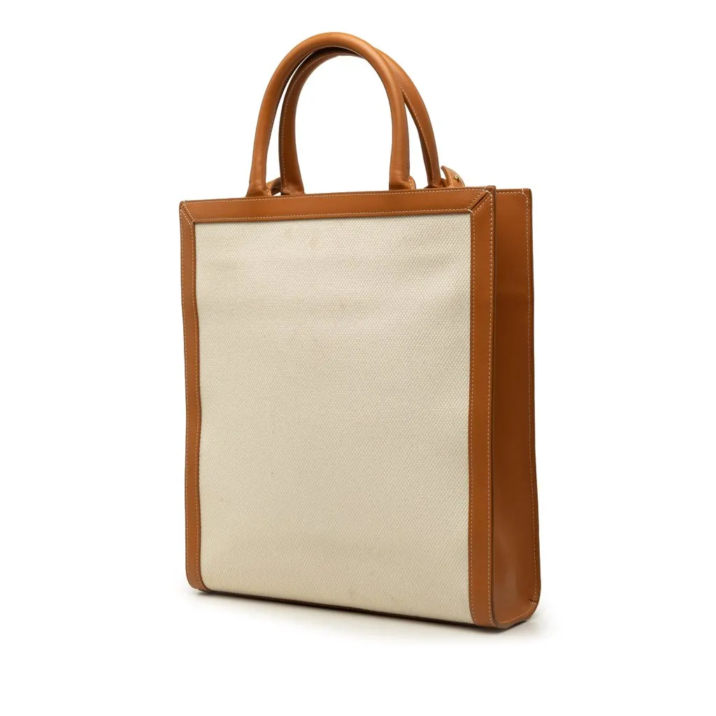 Celine Small Canvas Vertical Cabas Satchel Brown Canvas Very good - Back View