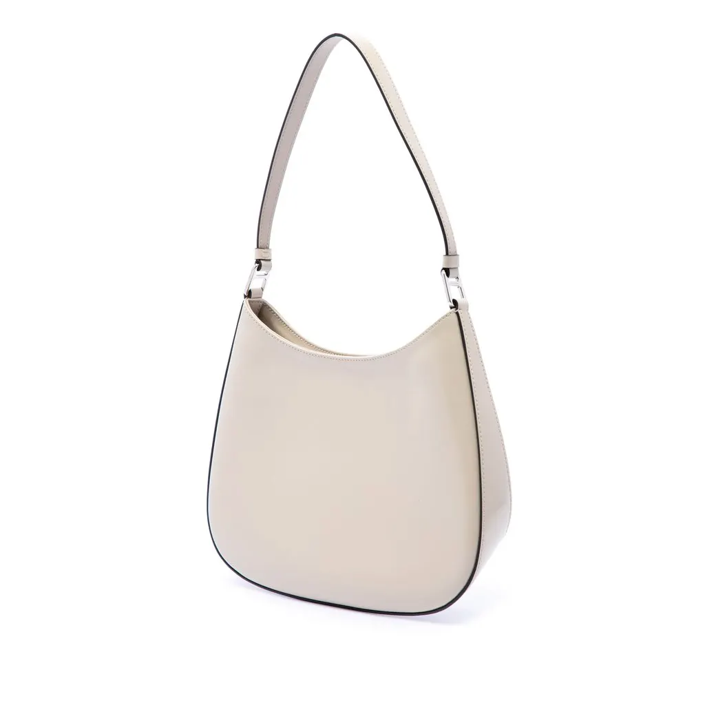 Prada Brushed Leather Cleo Shoulder Bag Brown Leather Very good - Back View