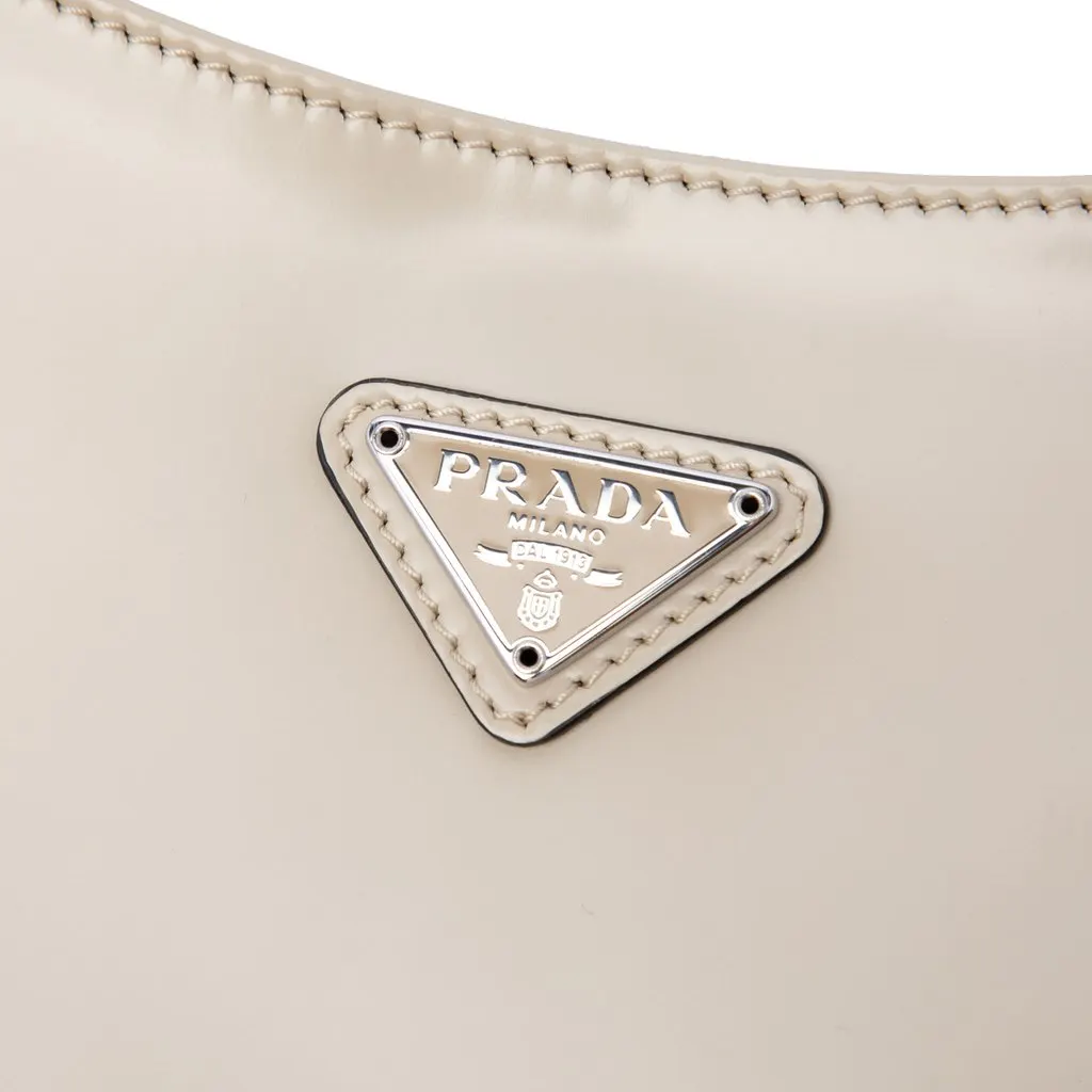 Prada Brushed Leather Cleo Shoulder Bag Brown Leather Very good - Box View