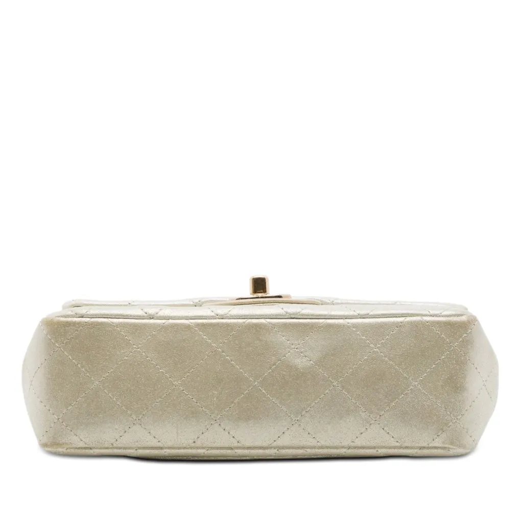 Chanel Mini Rectangular Classic Iridescent Lambskin Single Flap Beige Leather Very good - Inside View