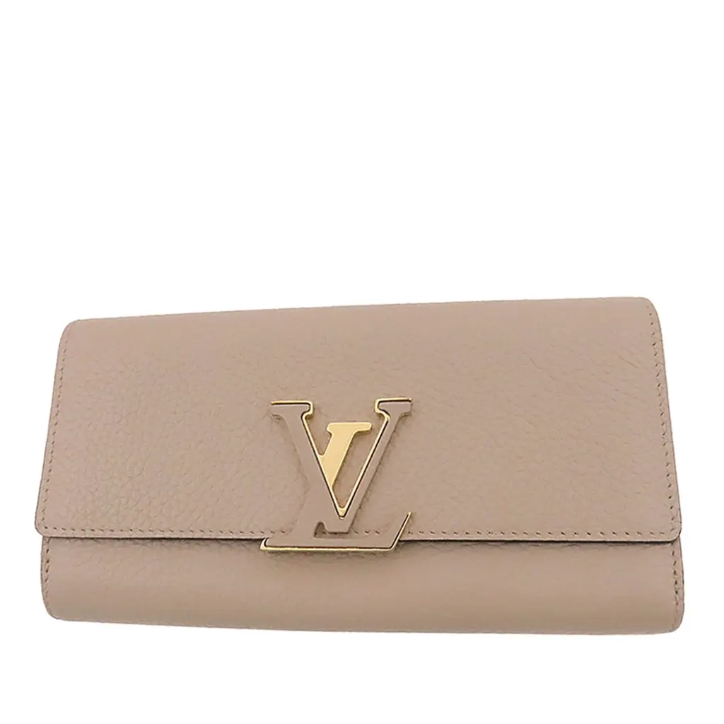 Louis Vuitton Taurillon Capucines Long Wallet Beige Leather Very good - Front View
