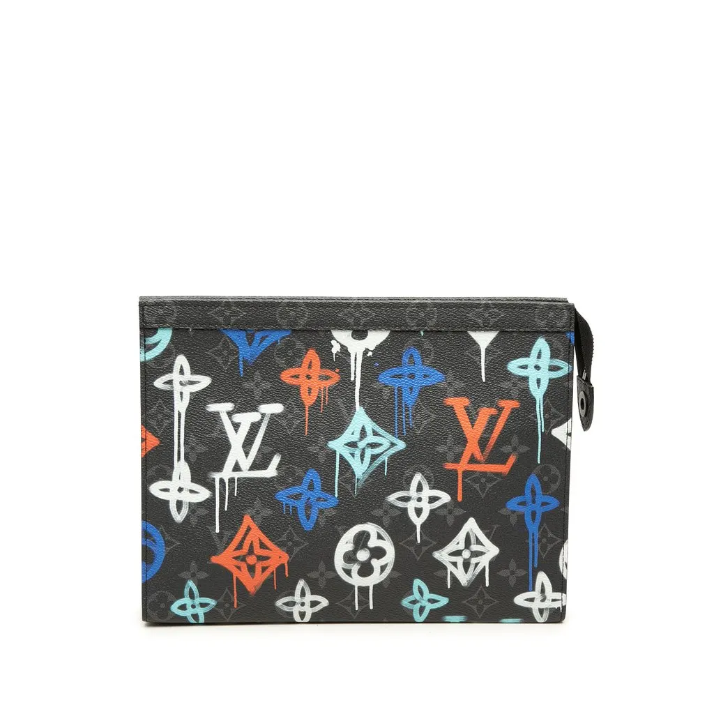 Louis Vuitton Monogram Eclipse Graffiti Pochette Voyage MM Black Canvas Very good - Front View