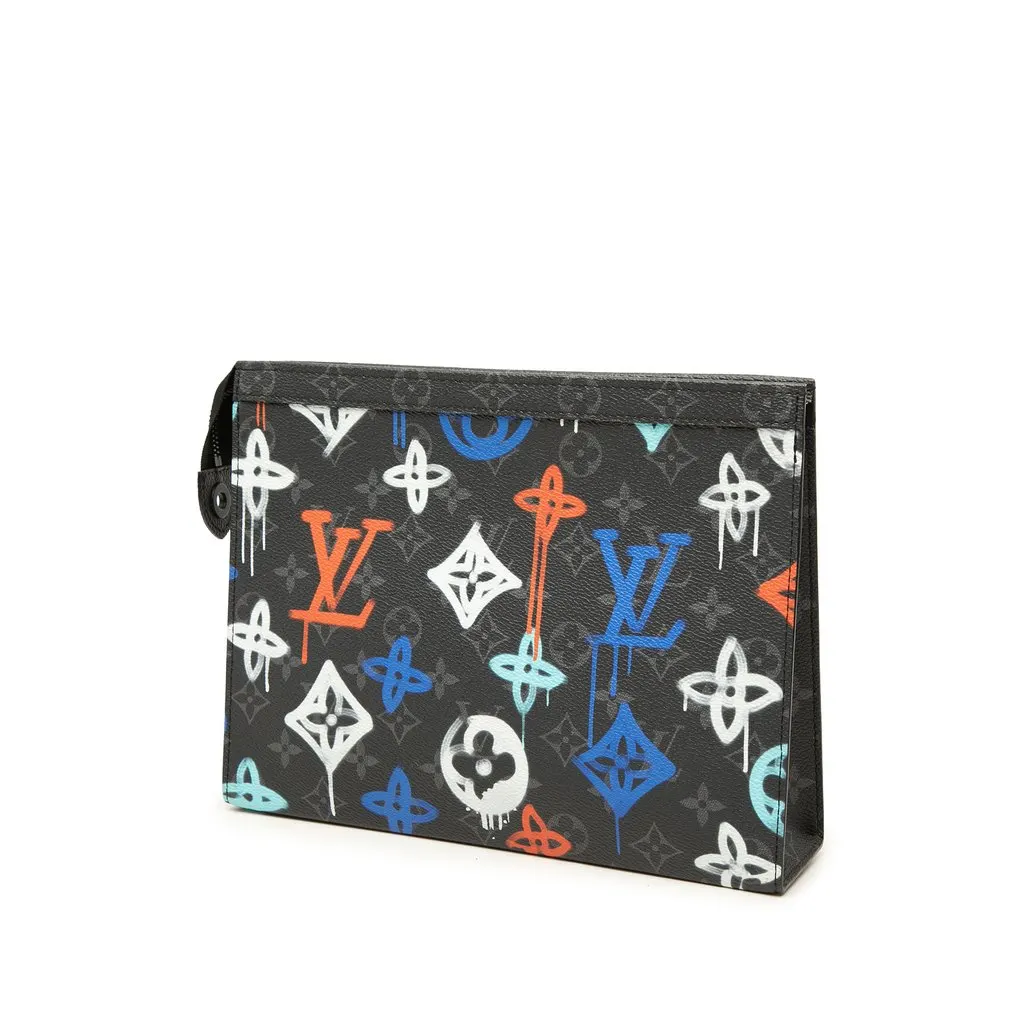 Louis Vuitton Monogram Eclipse Graffiti Pochette Voyage MM Black Canvas Very good - Back View
