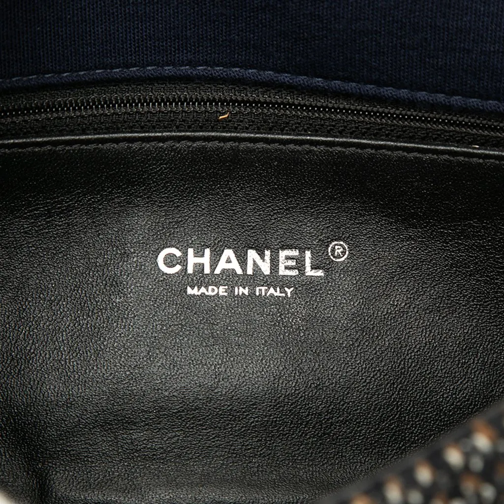Chanel Small Quilted Jersey and Tweed Chain Flap Blue Good - Box View