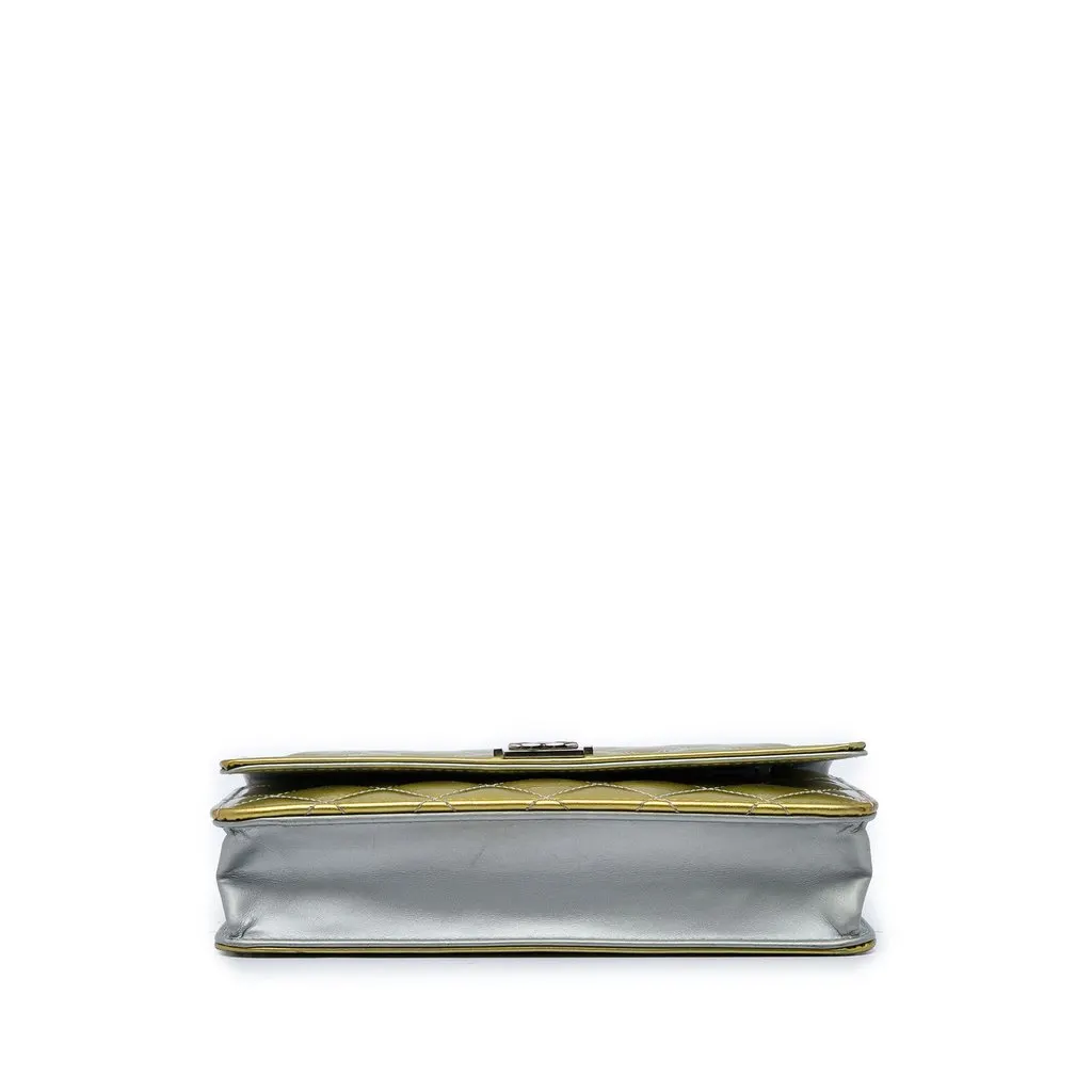 Chanel Bicolor Quilted Metallic Patent Boy Wallet on Chain Gold Leather Very good - Inside View