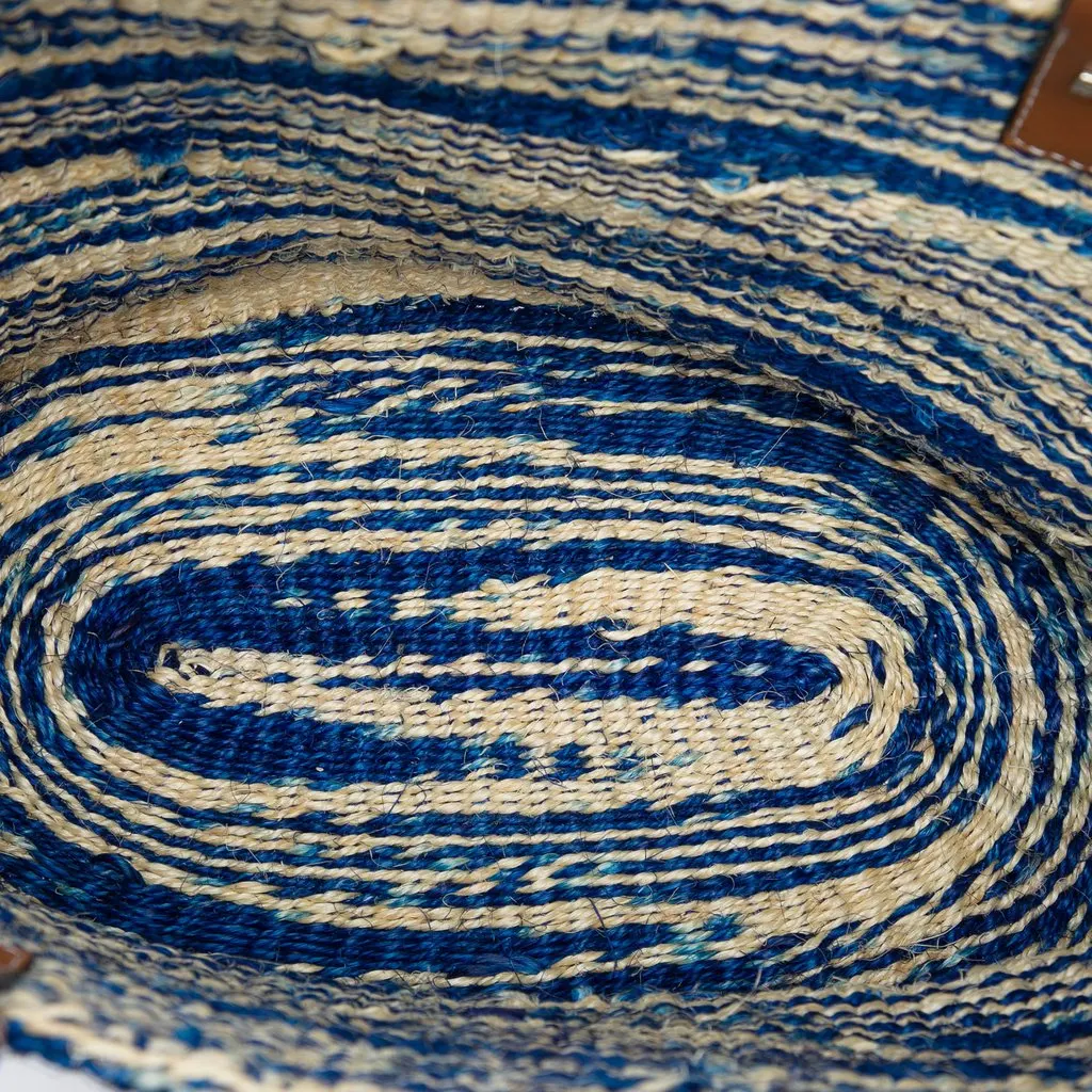 LOEWE Large Raffia Anagram Basket Tote Blue Very good - Model View