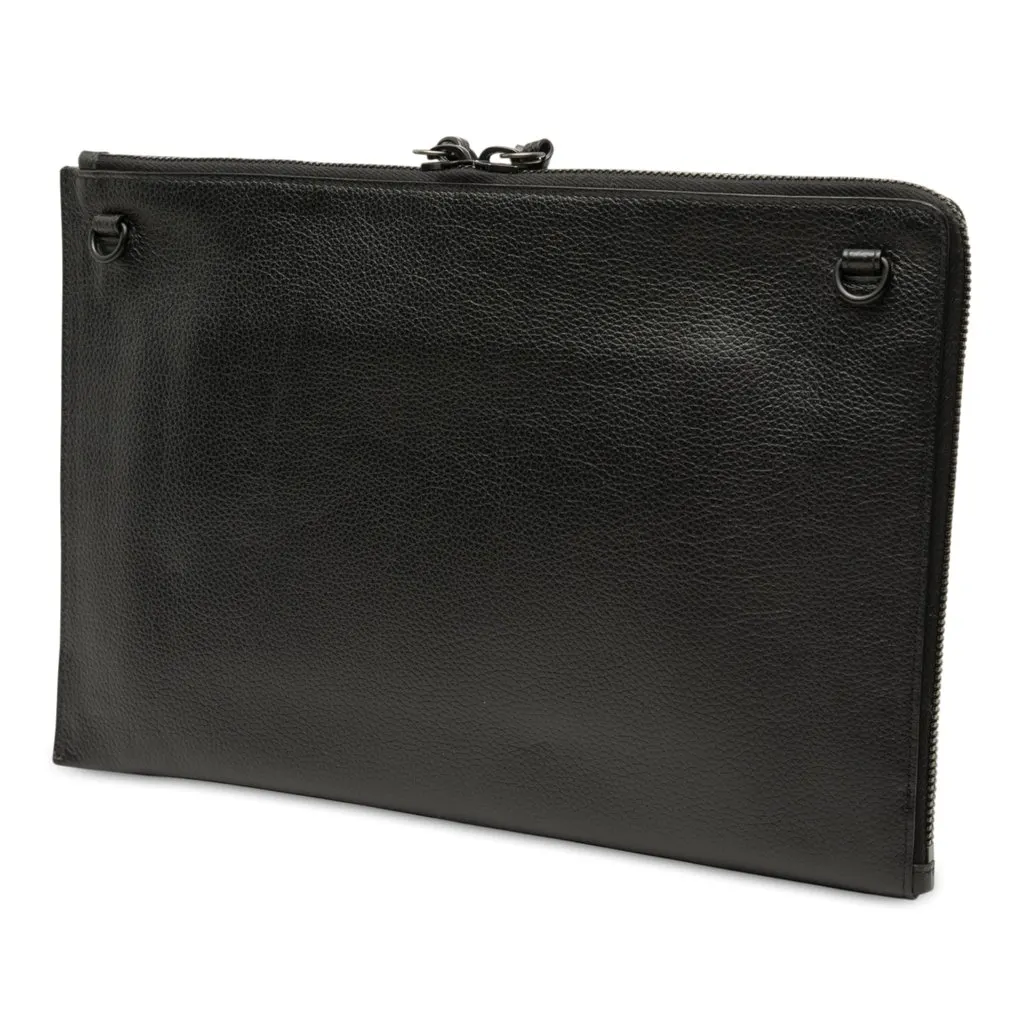 Balenciaga Grained Calfskin Neo Classic Compact Clutch with Strap Black Leather Very good - Back View