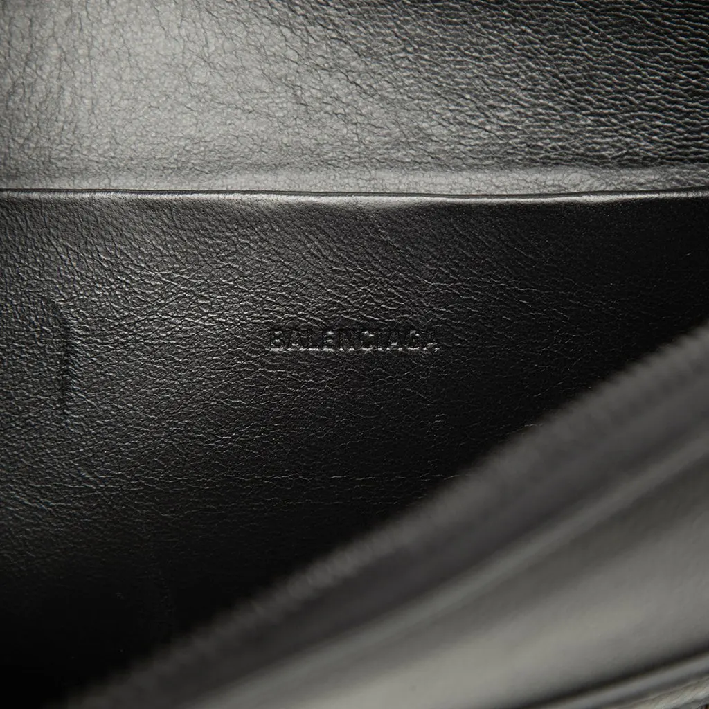 Balenciaga Grained Calfskin Neo Classic Compact Clutch with Strap Black Leather Very good - Box View