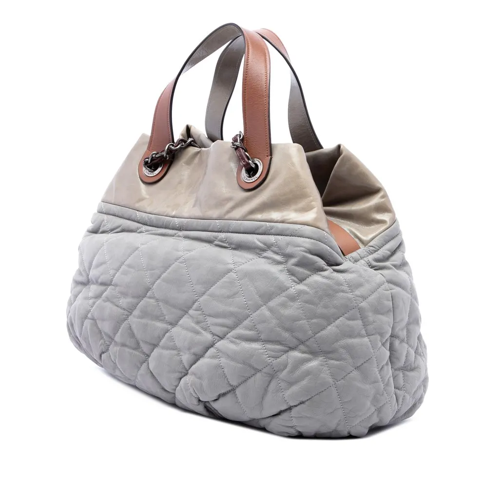 Chanel Large Quilted Iridescent Calfskin In The Mix Satchel Grey Leather Very good - Back View