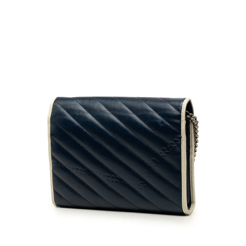 Gucci GG Marmont Matelasse Calfskin Torchon Wallet On Chain Blue Leather Very good - Back View