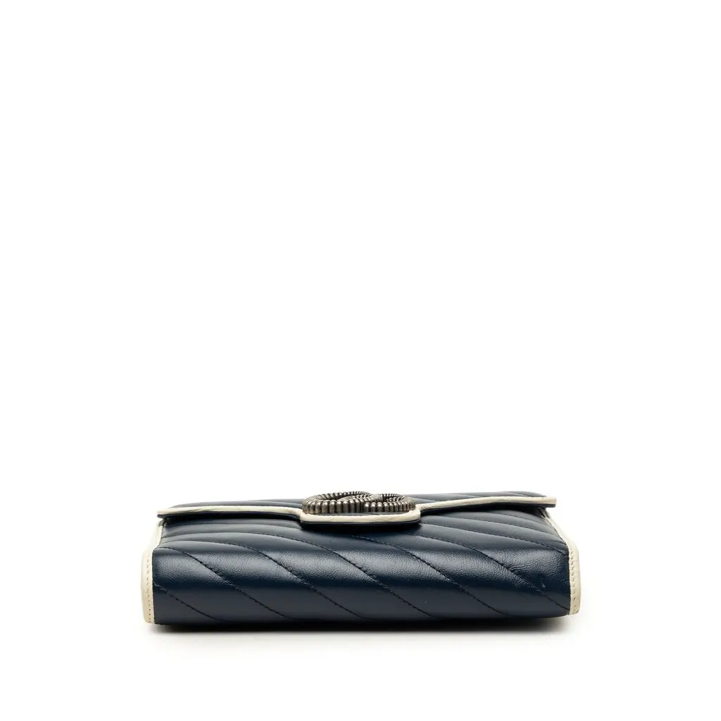 Gucci GG Marmont Matelasse Calfskin Torchon Wallet On Chain Blue Leather Very good - Inside View