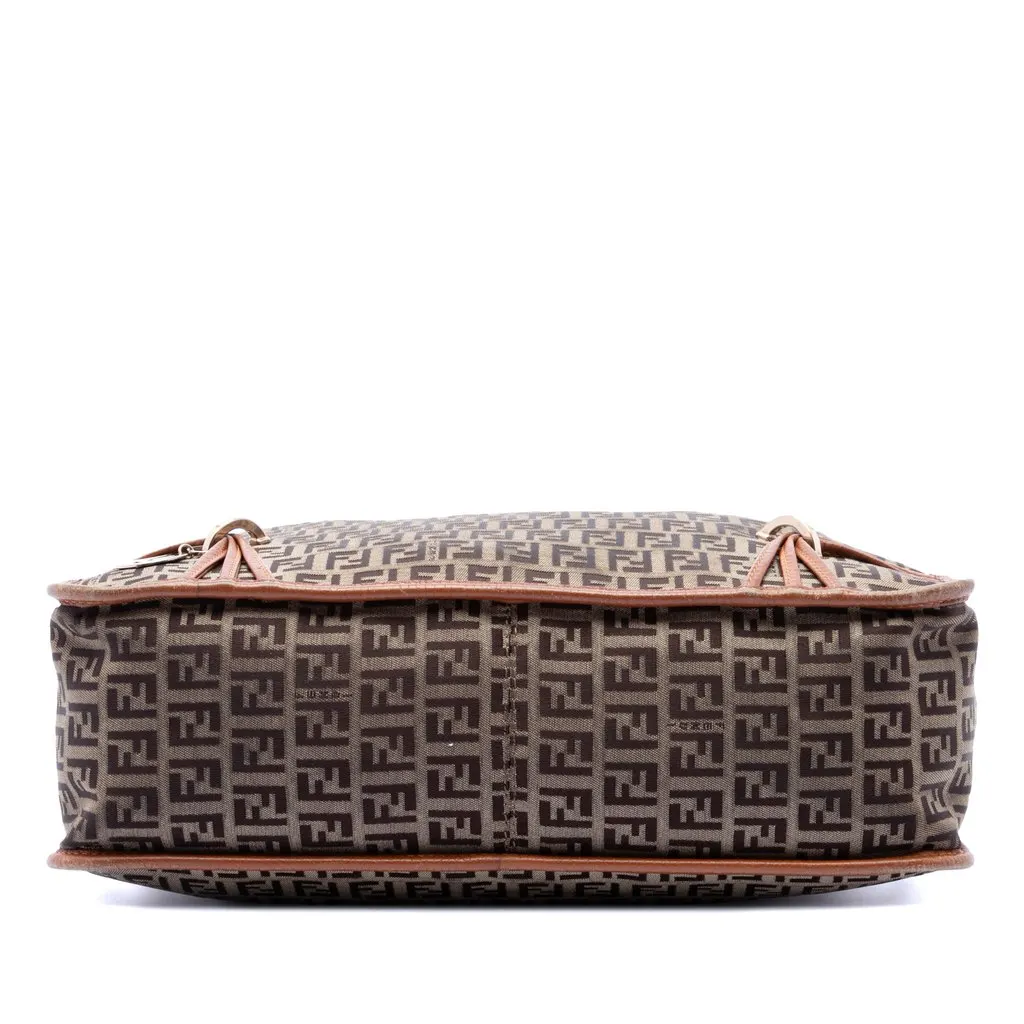 Fendi Zucchino Canvas F Charm Crossbody Beige Very good - Inside View
