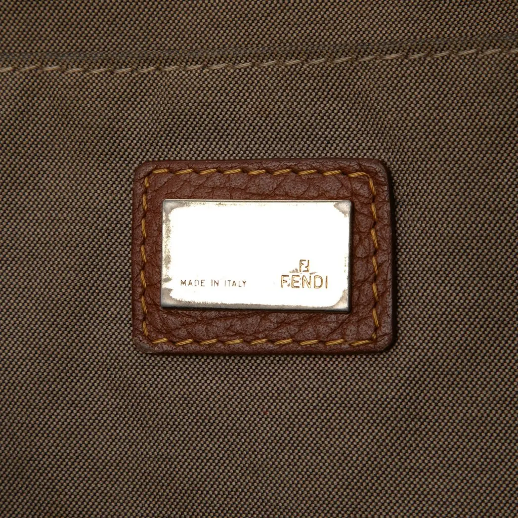 Fendi Zucchino Canvas F Charm Crossbody Beige Very good - Box View