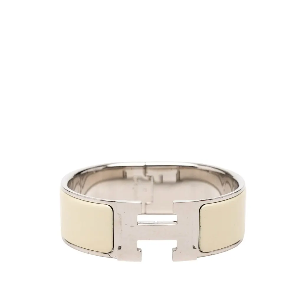 Hermès Wide Enamel Clic Clac H Bracelet PM Beige Very good - Front View