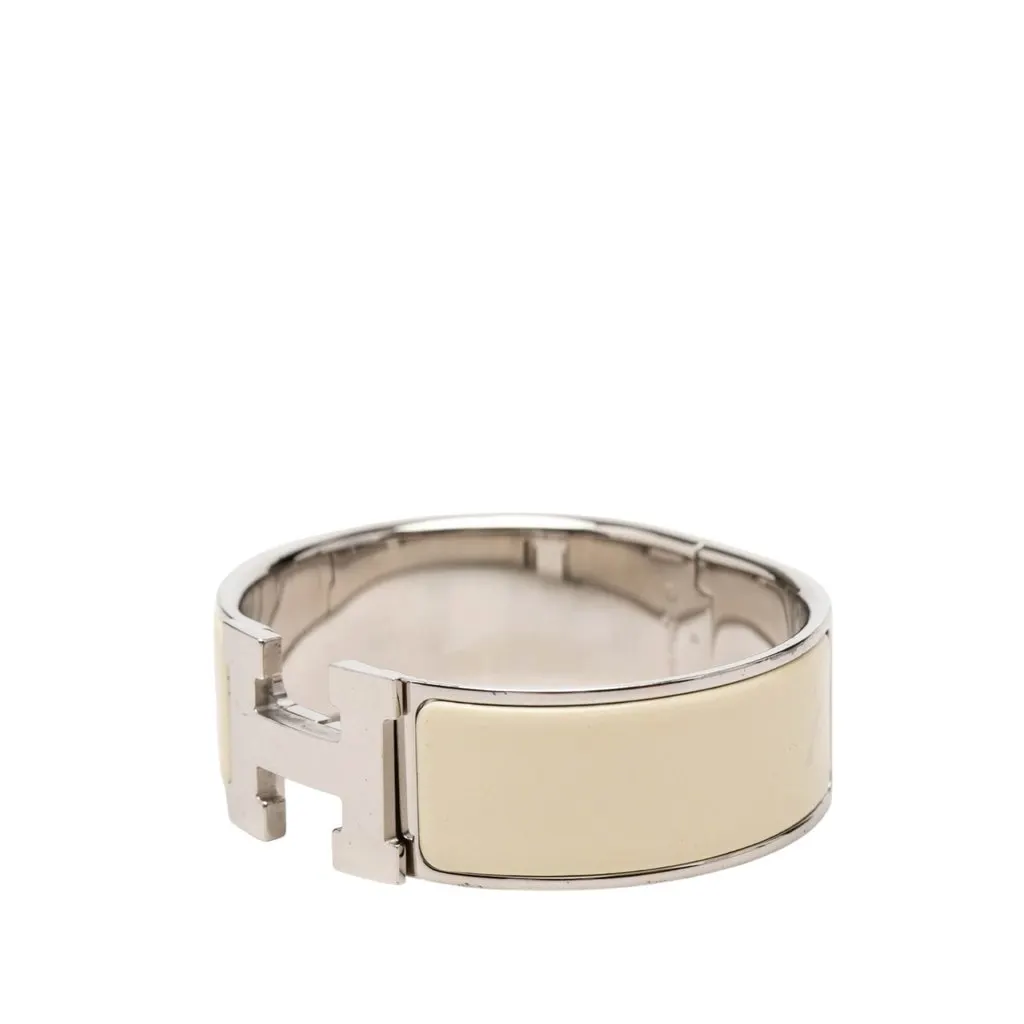 Hermès Wide Enamel Clic Clac H Bracelet PM Beige Very good - Back View