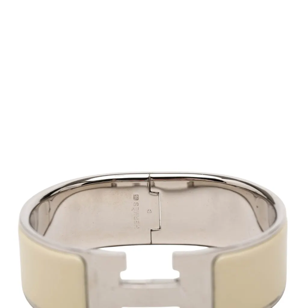 Hermès Wide Enamel Clic Clac H Bracelet PM Beige Very good - Box View