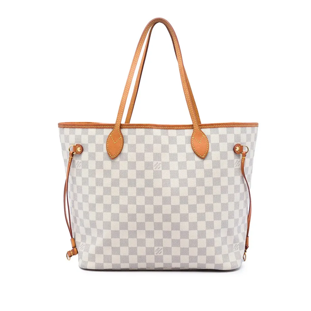 Louis Vuitton Damier Azur Neverfull MM White Very good - Front View