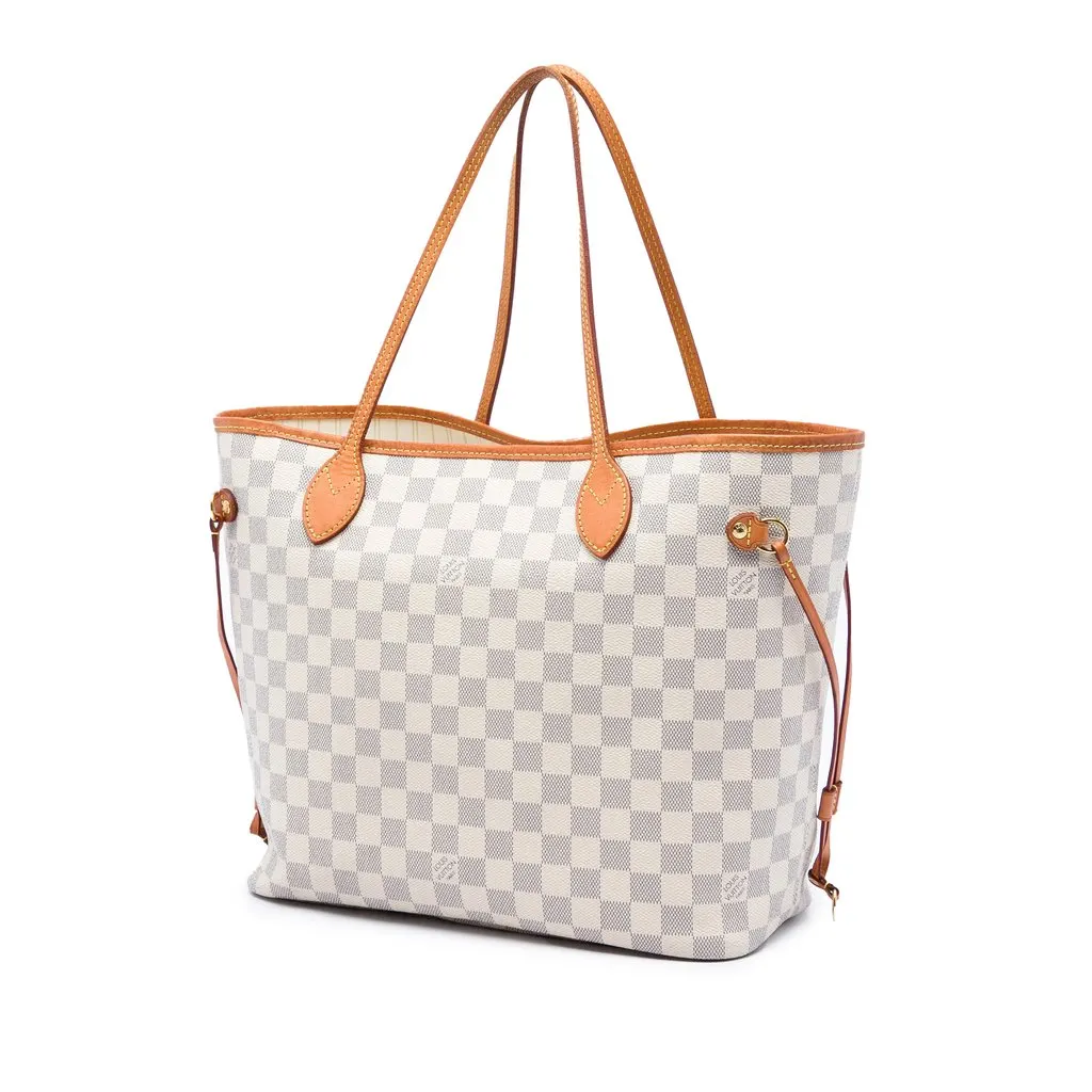 Louis Vuitton Damier Azur Neverfull MM White Very good - Back View