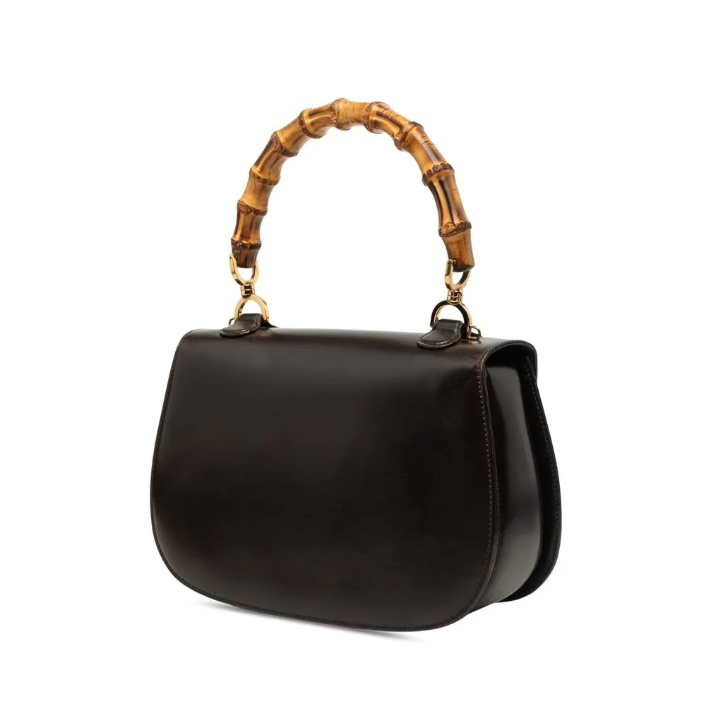 Gucci Calfskin Bamboo Night Black Leather Very good - Back View