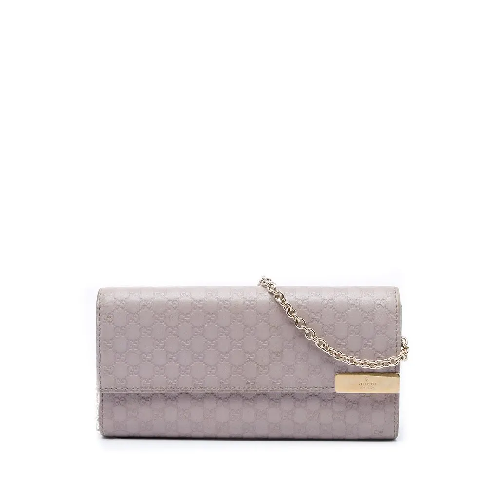 Gucci Microguccissima Dice Wallet On Chain Purple Leather Very good - Front View