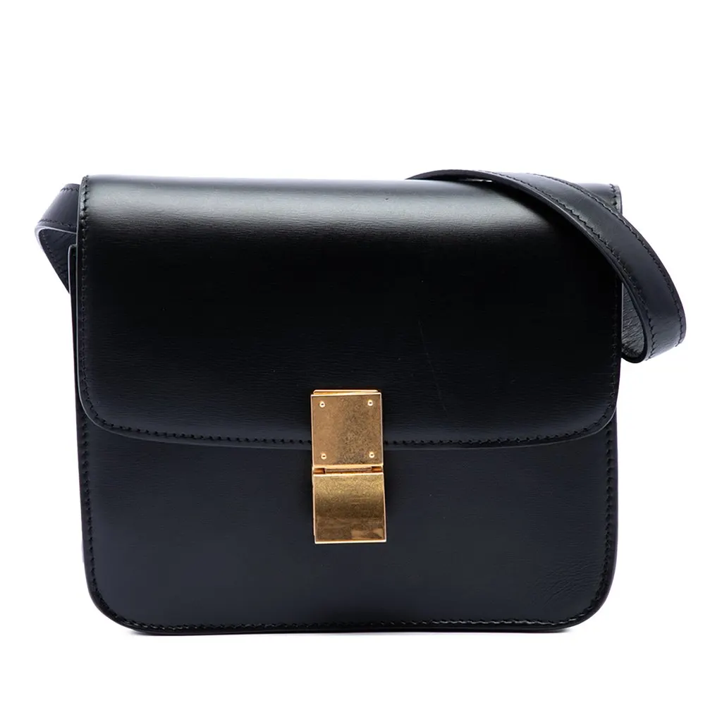 Celine Small Calfskin Classic Box Black Leather Very good - Front View