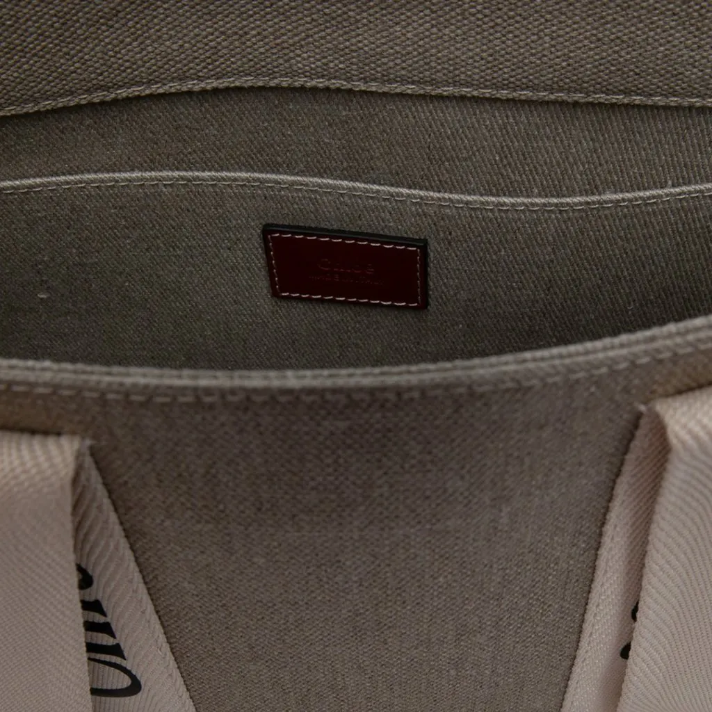Chloé Medium Canvas Woody Tote Beige Canvas Never worn - Model View