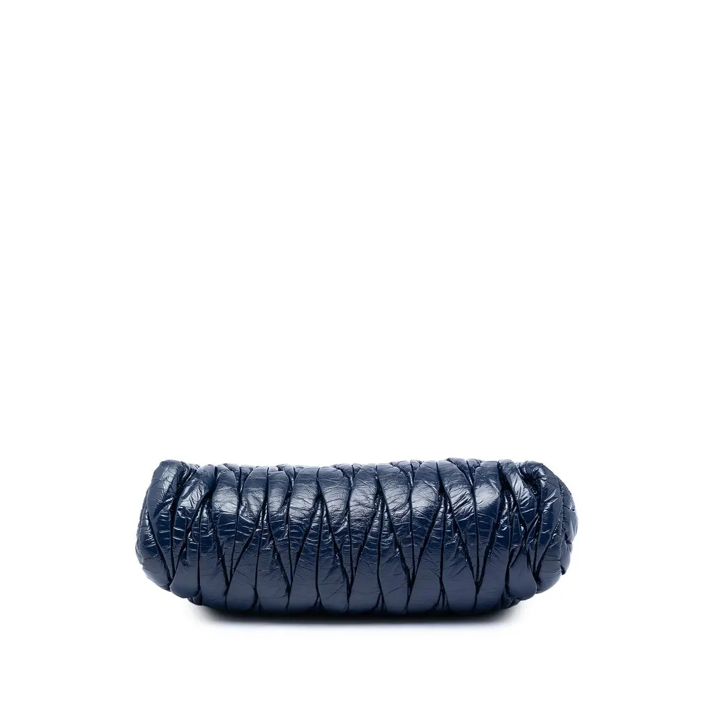 Miu Miu Matelasse Patent Frame Clutch Blue Leather Very good - Inside View