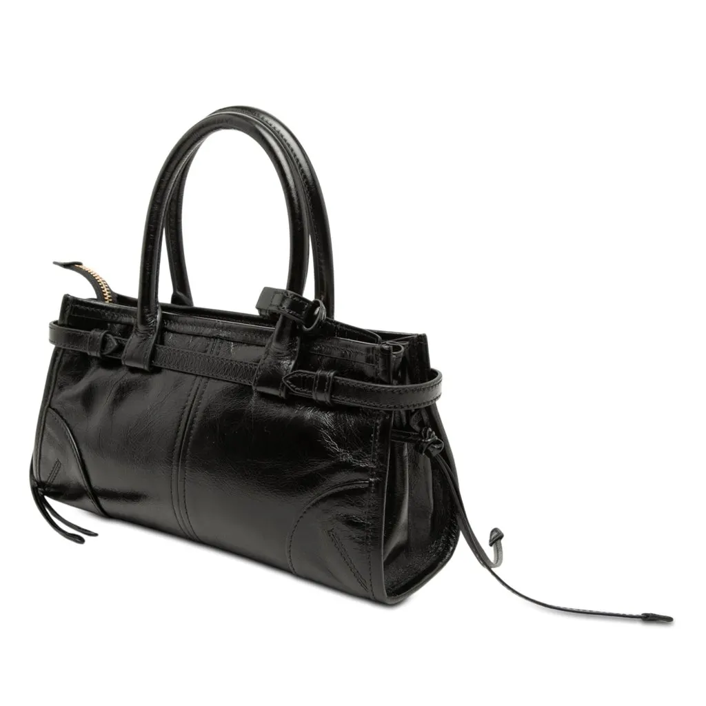 Prada Mini Glossy Calfskin Bonnie Handbag Black Leather Very good - Back View