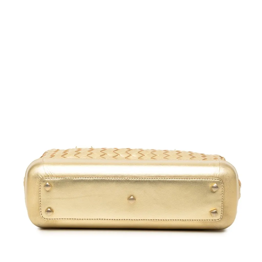 Bottega Veneta Metallic Nappa Intrecciato Handbag Gold Leather Very good - Inside View