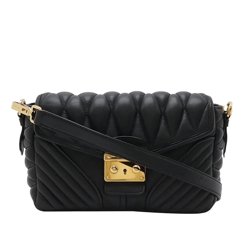 Miu Miu Matelasse Nappa Biker Crossbody Black Leather Very good - Front View