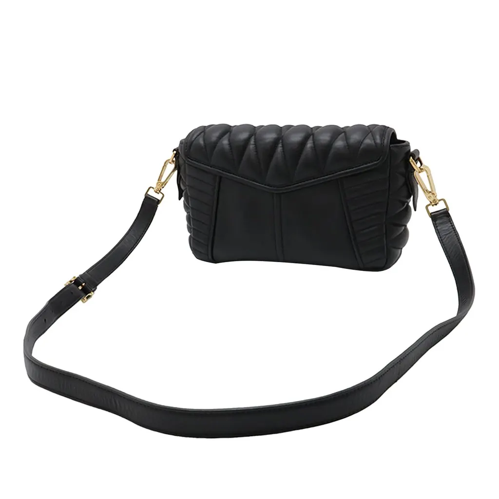 Miu Miu Matelasse Nappa Biker Crossbody Black Leather Very good - Back View