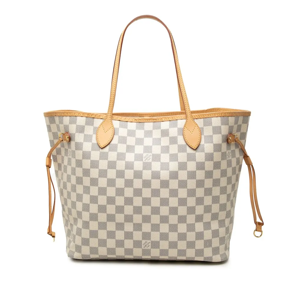 Louis Vuitton Damier Azur Neverfull MM White Very good - Front View