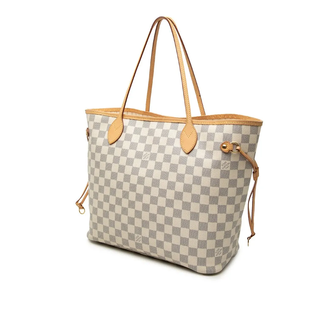 Louis Vuitton Damier Azur Neverfull MM White Very good - Back View