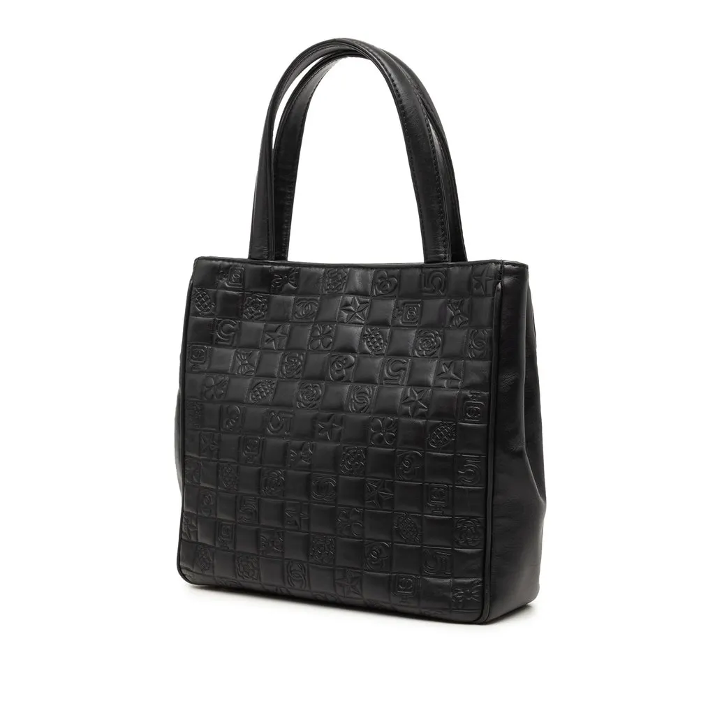 Chanel CC Embossed Lambskin Precious Symbols Tote Black Leather Very good - Back View
