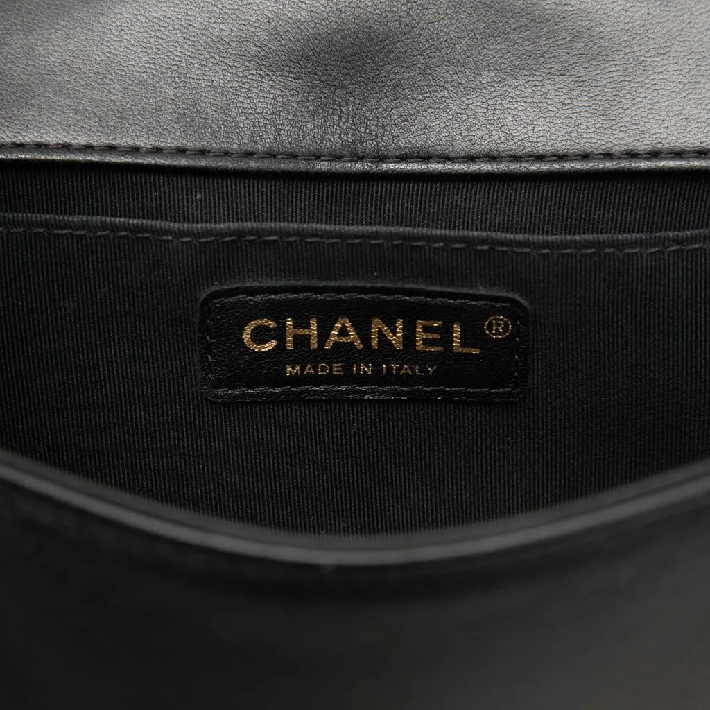 Chanel Small Chevron Lambskin Boy Flap Black Leather Very good - Box View