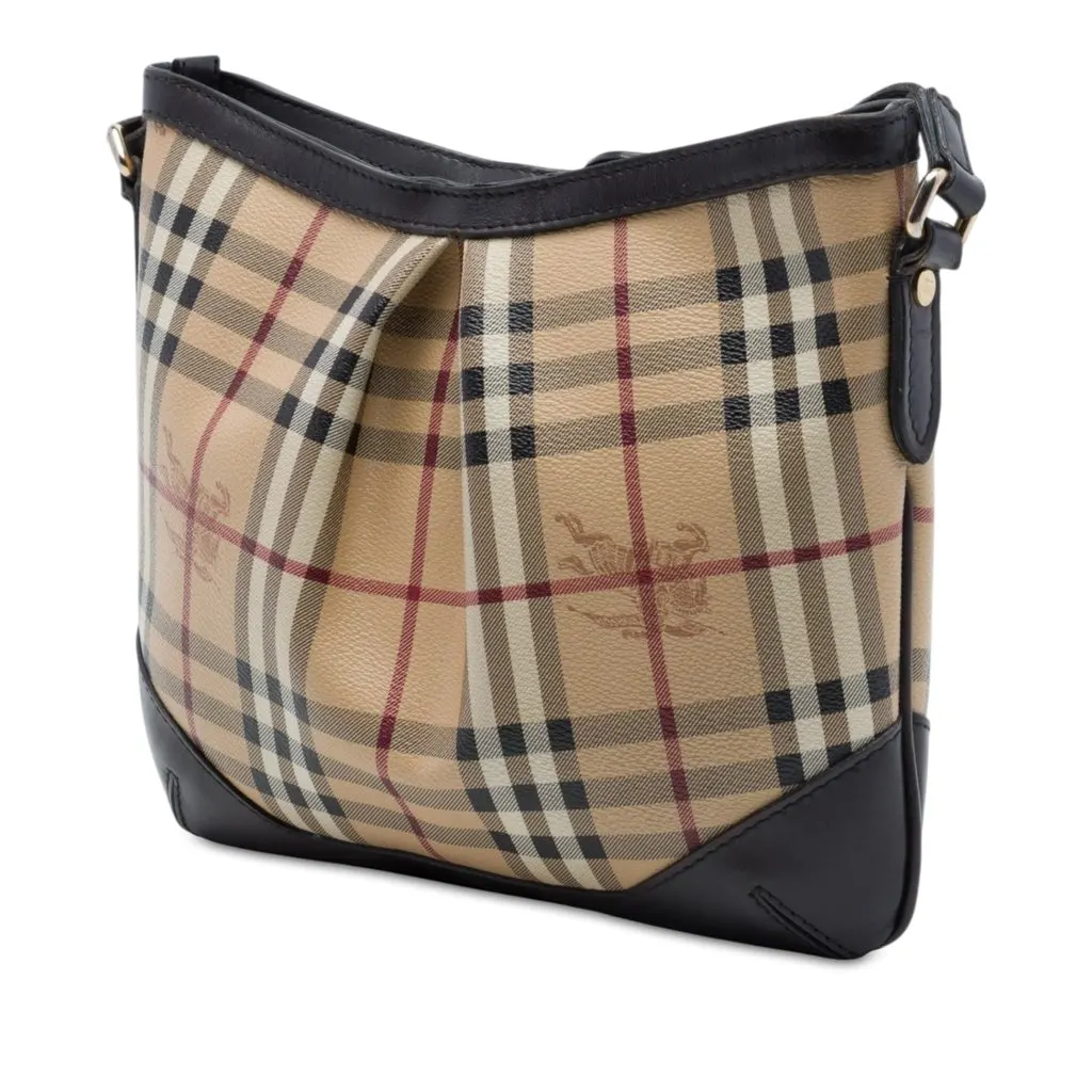 Burberry Haymarket Check Coated Canvas Hartham Crossbody Beige Canvas Good - Back View
