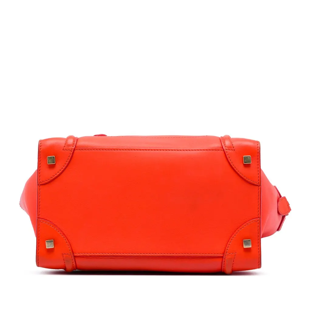 Celine Mini Smooth Calfskin Luggage Tote Orange Leather Very good - Inside View