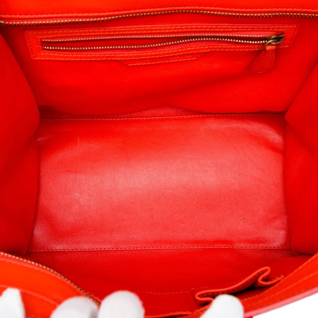 Celine Mini Smooth Calfskin Luggage Tote Orange Leather Very good - Model View