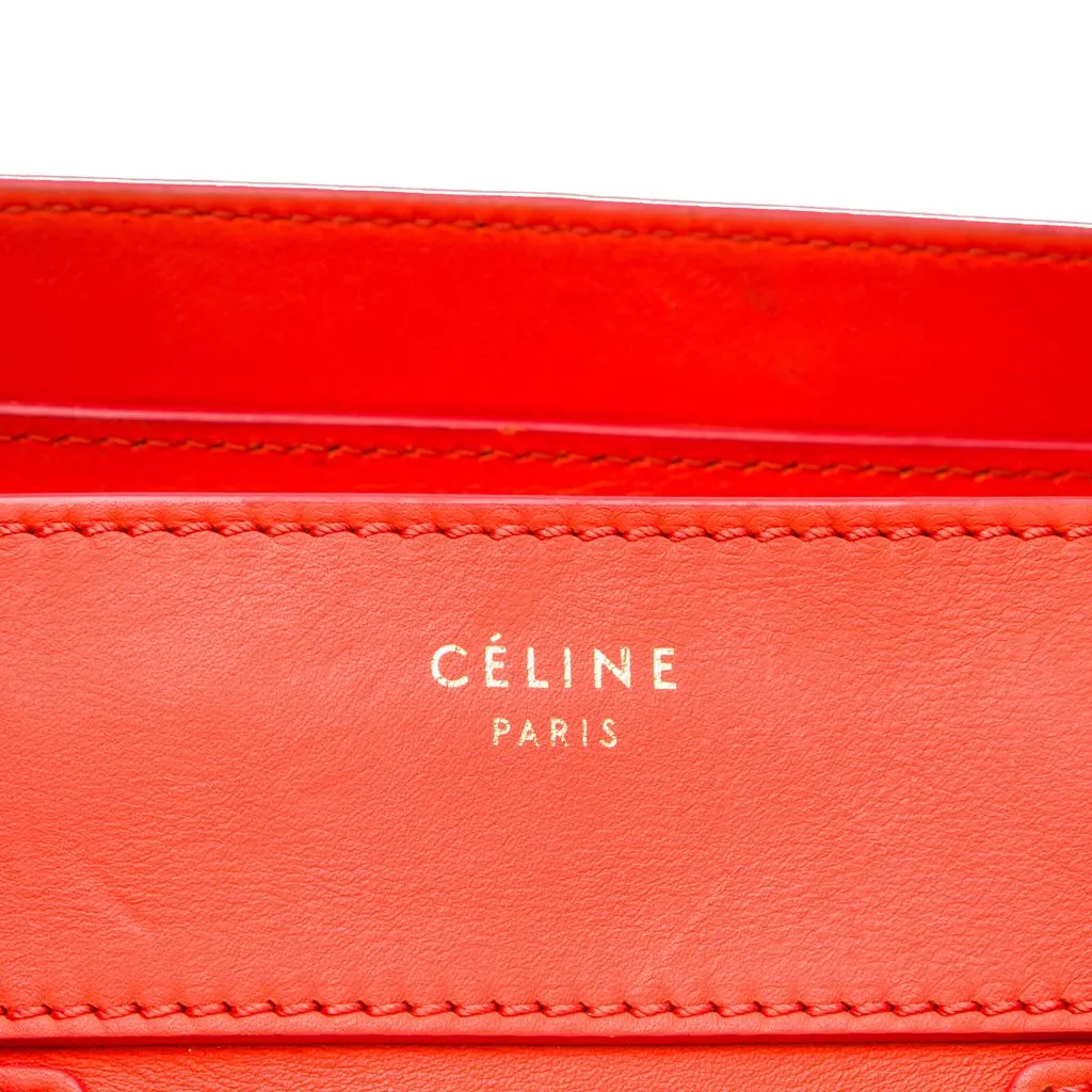 Celine Mini Smooth Calfskin Luggage Tote Orange Leather Very good - Box View