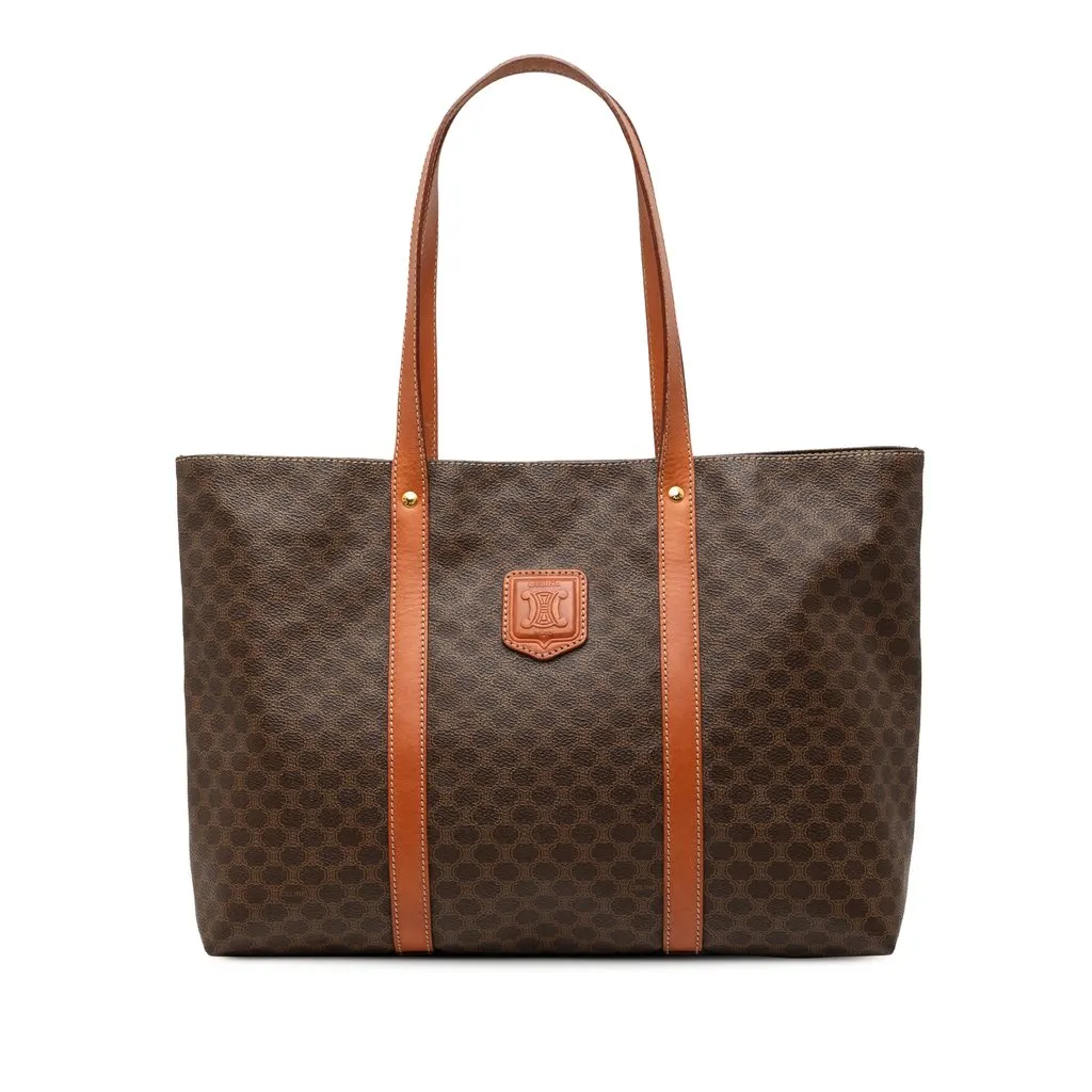 Celine Macadam Coated Canvas Tote Brown Very good - Front View