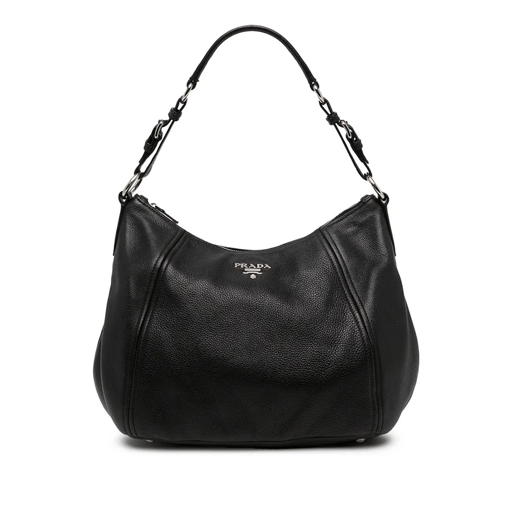Prada Vitello Phenix Shoulder Bag Black Leather Very good - Back View
