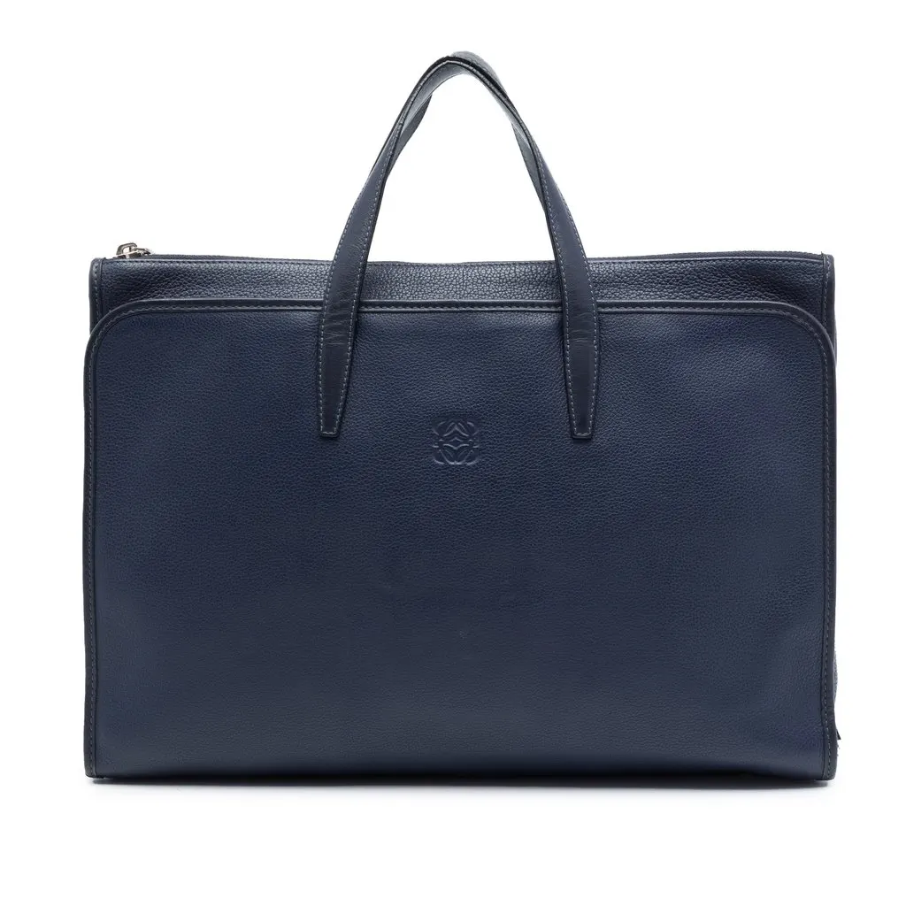 LOEWE Leather Anagram Briefcase Blue X-Large Leather