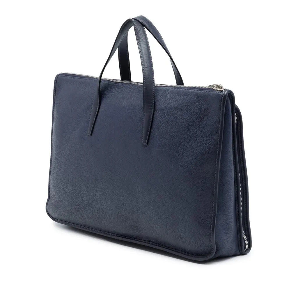 LOEWE Leather Anagram Briefcase Blue Leather Very good - Back View