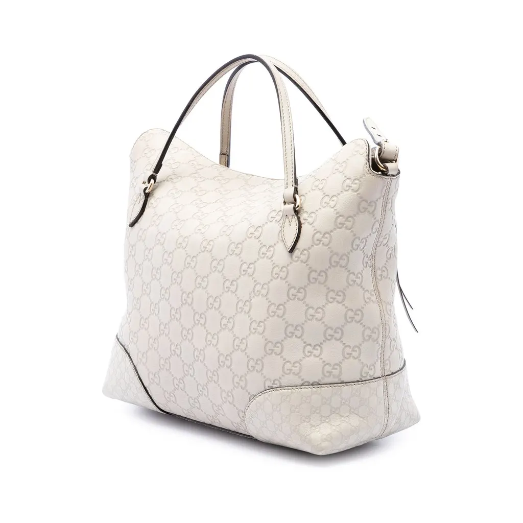 Gucci Medium Guccissima Bree Fold Over Tote Brown Leather Good - Back View