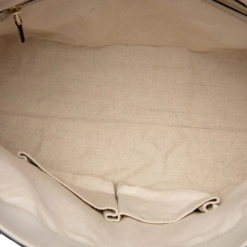 Gucci Medium Guccissima Bree Fold Over Tote Brown Leather Good - Model View